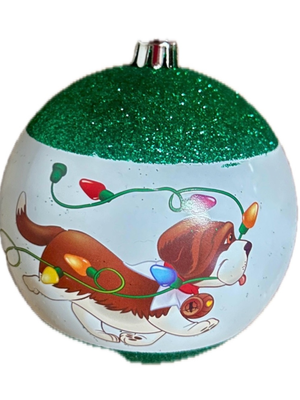 Elf On The Shelf ~ Christmas Dog ~ White & Green Glass ~ Set of 4 Ornaments ~New